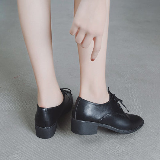 Zapatos de Cuero Punta Fina Estilo Británico para Mujer - Cuero Suave Negro - Image 8