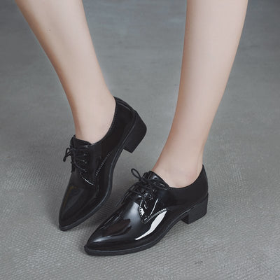 Zapatos de Cuero Punta Fina Estilo Británico para Mujer - Cuero Suave Negro - Image 13