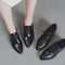Zapatos de Cuero Punta Fina Estilo Británico para Mujer - Cuero Suave Negro