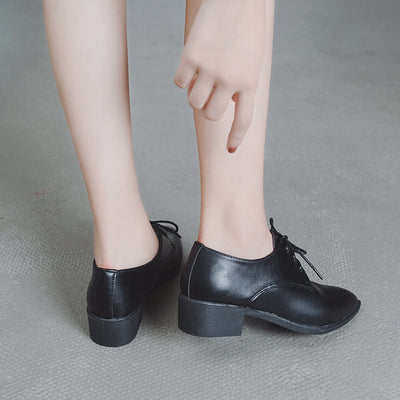 Zapatos de Cuero Punta Fina Estilo Británico para Mujer - Cuero Suave Negro - Image 5