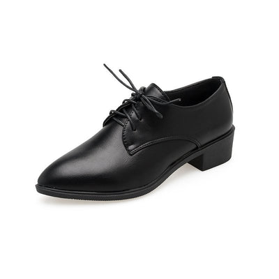 Zapatos de Cuero Punta Fina Estilo Británico para Mujer - Cuero Suave Negro - Image 3