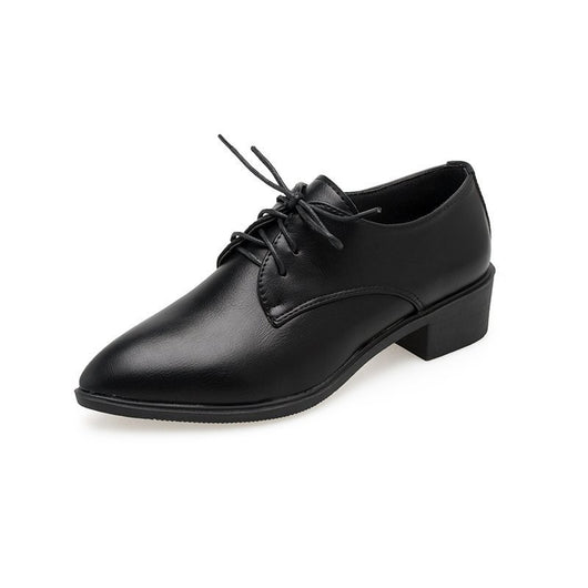 Zapatos de Cuero Punta Fina Estilo Británico para Mujer - Cuero Suave Negro - Image 3