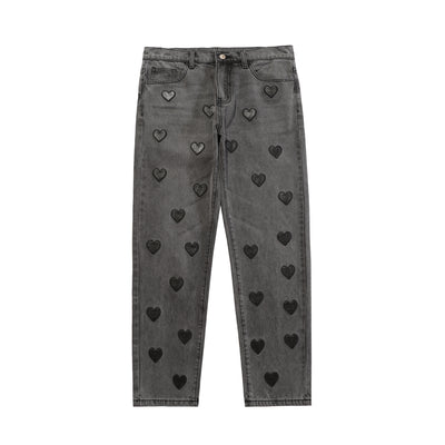 Pantalones Rectos Casuales Unisex con Parche Bordado Love - Image 9