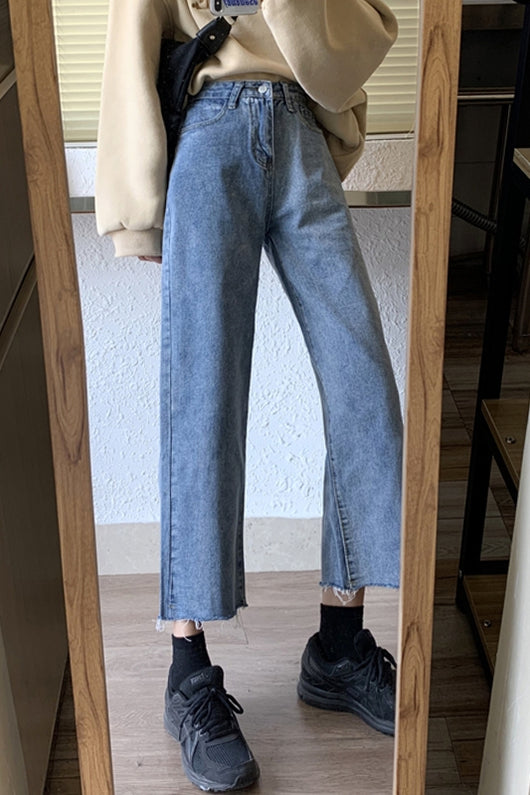 Pantalones Rectos Cintura Alta Estilo Coreano - Tela Ligera y Versátil - Image 4