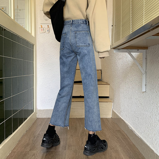 Pantalones Rectos Cintura Alta Estilo Coreano - Tela Ligera y Versátil