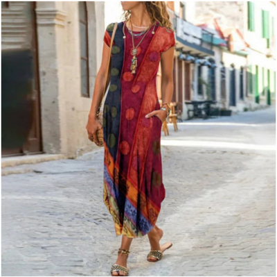 Vestido Corto Estampado con Bolsillo y Cuello Redondo - Image 7