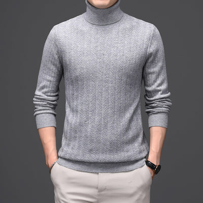 Suéter de Cuello Alto Grueso para Hombre en Lana Pura con Rayas - Image 13