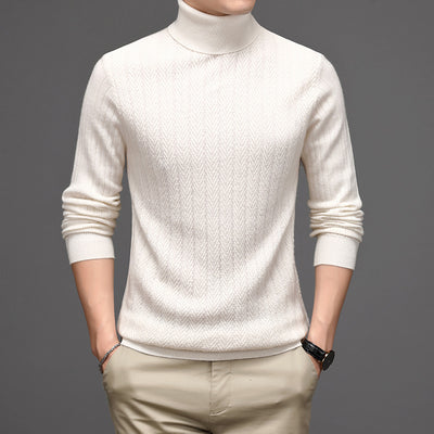 Suéter de Cuello Alto Grueso para Hombre en Lana Pura con Rayas - Image 10