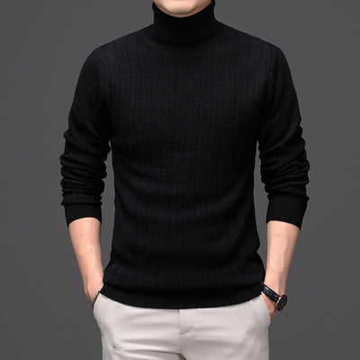 Suéter de Cuello Alto Grueso para Hombre en Lana Pura con Rayas - Image 5