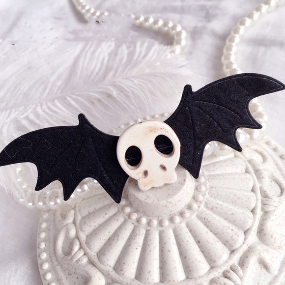 Pinza para el Cabello de Alas de Murciélago y Calavera Gótica Lolita para Cosplay