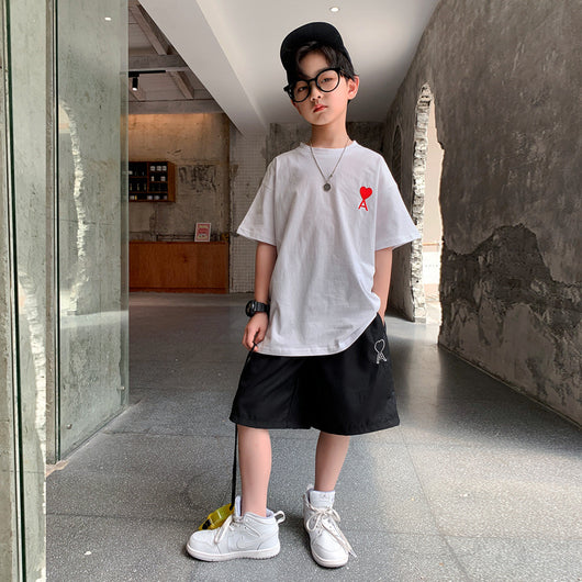Conjunto Deportivo Red Tide para Niños - Camiseta Manga Corta y Shorts Casuales Talla Grande - Image 6