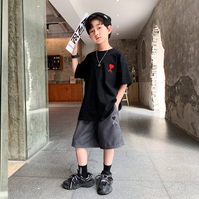 Conjunto Deportivo Red Tide para Niños - Camiseta Manga Corta y Shorts Casuales Talla Grande - Image 4