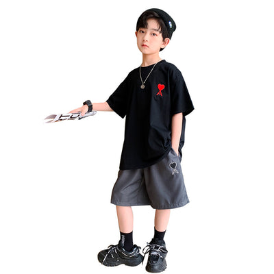 Conjunto Deportivo Red Tide para Niños - Camiseta Manga Corta y Shorts Casuales Talla Grande - Image 3