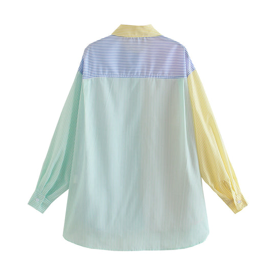 Camisa Boyfriend Oversize con Costuras Contrastadas para Verano - Image 12