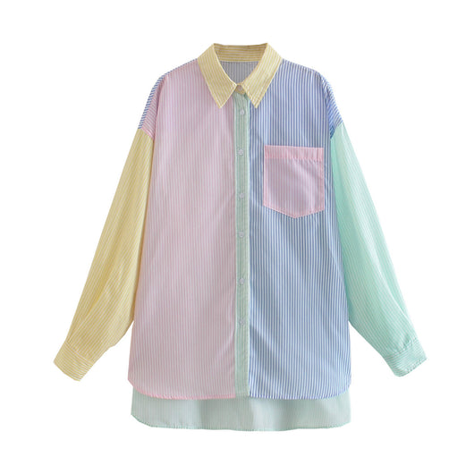 Camisa Boyfriend Oversize con Costuras Contrastadas para Verano - Image 9
