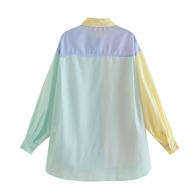 Camisa Boyfriend Oversize con Costuras Contrastadas para Verano - Image 3