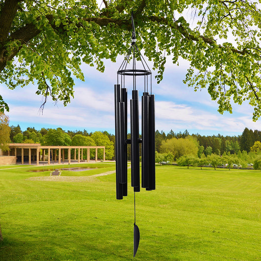 Carillón de Viento Solar Memorial Diseño Moderno Negro Premium