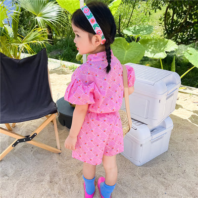 Conjunto Infantil Floral con Shorts - Diseño Hueco Jacquard y Hebilla de Pétalos - Image 6