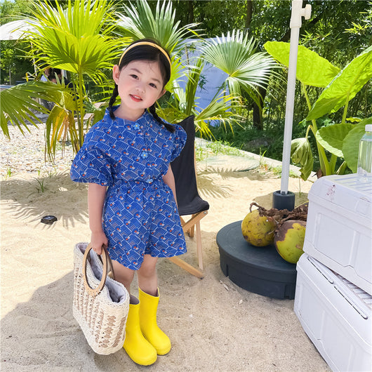Conjunto Infantil Floral con Shorts - Diseño Hueco Jacquard y Hebilla de Pétalos - Image 3