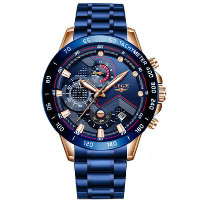 Reloj de Negocios Acero Inoxidable Multifuncional con Correa Metálica - Image 3