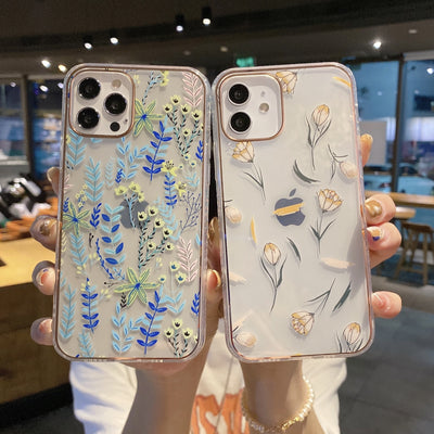 Funda iPhone 12 Pro Max Aurora con Efecto Electrochapado y Flores - Image 2