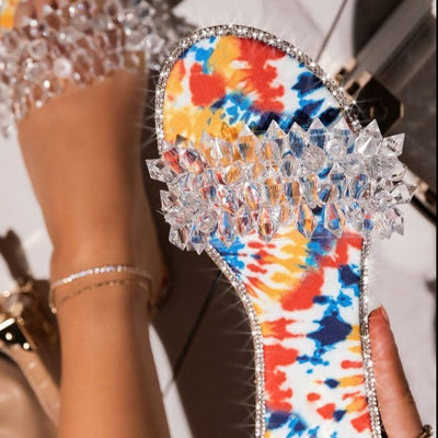 Pantuflas Elegantes con Rhinestones y Suela Plana para Dama