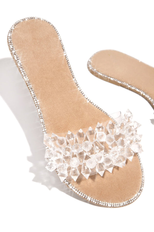 Pantuflas Elegantes con Rhinestones y Suela Plana para Dama