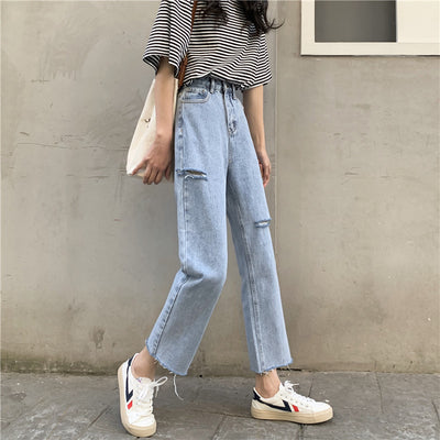 Pantalones Vaqueros Rotos Desflecados para Mujer - Corte de 9 Puntos - Image 8