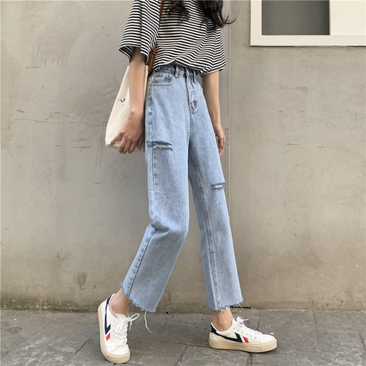 Pantalones Vaqueros Rotos Desflecados para Mujer - Corte de 9 Puntos - Image 8