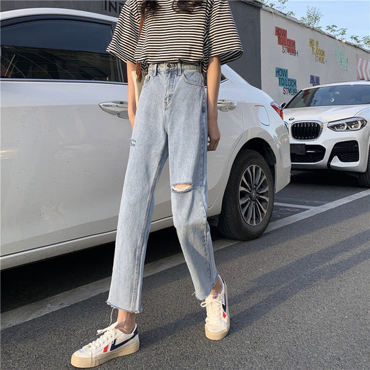 Pantalones Vaqueros Rotos Desflecados para Mujer - Corte de 9 Puntos - Image 6