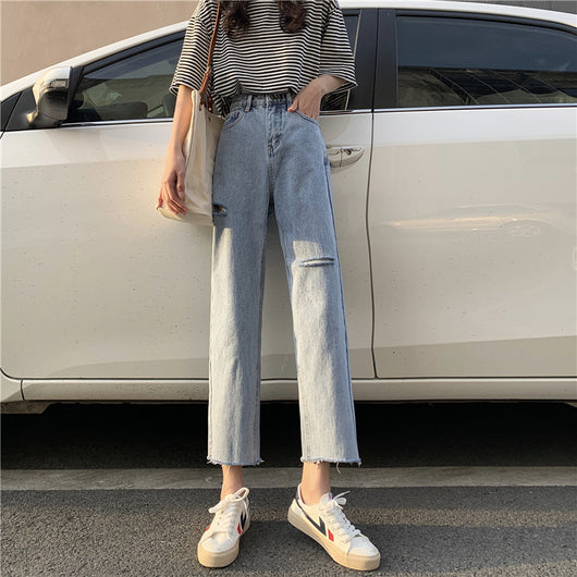 Pantalones Vaqueros Rotos Desflecados para Mujer - Corte de 9 Puntos - Image 3