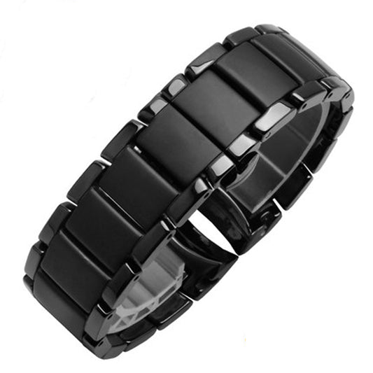 Reloj Deportivo con Pulsera de Cerámica Mate y Bisel Brillante Negro