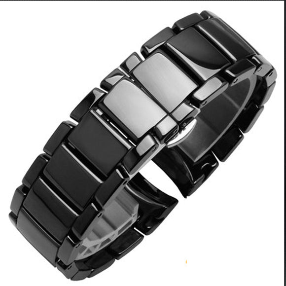 Reloj Deportivo con Pulsera de Cerámica Mate y Bisel Brillante Negro