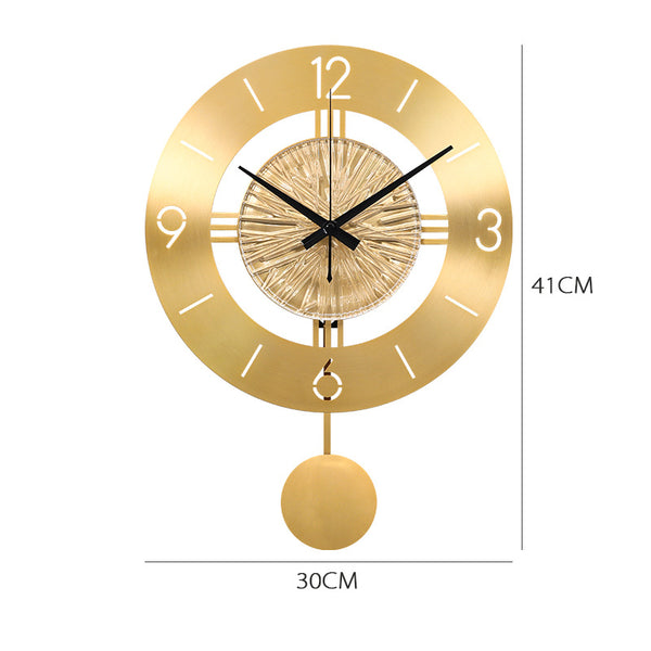 Reloj de Pared Metálico con Péndulo Elegante