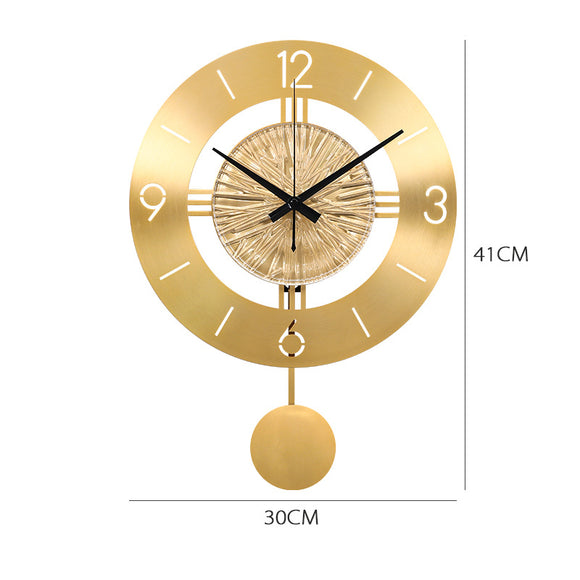 Reloj de Pared Metálico con Péndulo Elegante