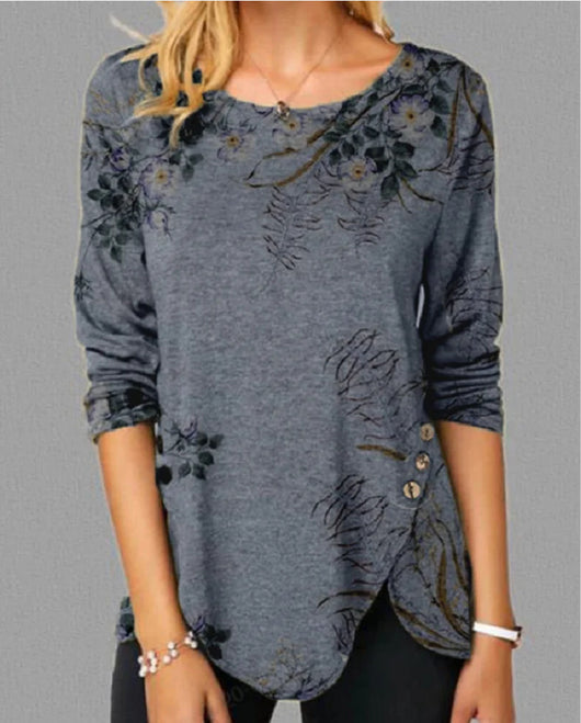 Blusa Estampada Cuello Redondo Manga Larga para Mujer - Image 5