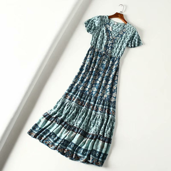 Vestido Corto Escote V Manga Corta Estilo Festivo - Image 16