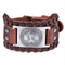Pulsera de Cuero Ancha para Hombre - Brazalete Punk con Cuerda Trenzada y Aleación