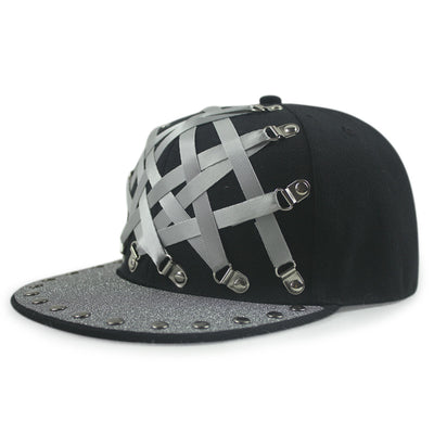 Gorra Punk Hip Hop Cuero X Cuero Visera Plana Unisex - Image 7