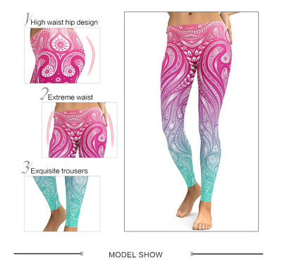 Leggings Deportivos Mandala Rosa y Turquesa - Yoga y Entrenamiento - Image 5