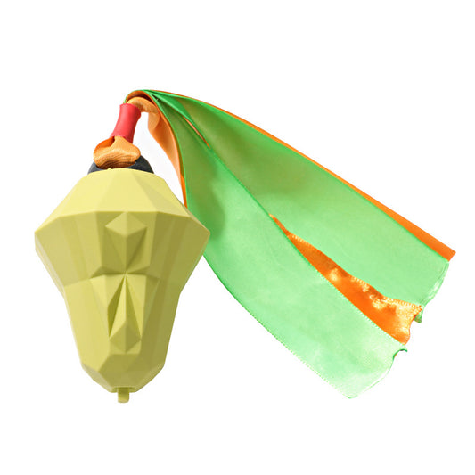 Lime green bell-shaped dog toy with a faceted, geometric surface for teeth cleaning. - Image 2