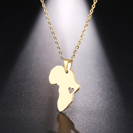 Collar Mapa de África en Acero Inoxidable