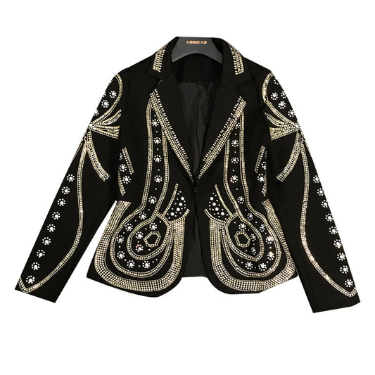 Blazer Dorado con Brillantes - Chaqueta Elegante para Mujer