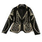 Blazer Dorado con Brillantes - Chaqueta Elegante para Mujer