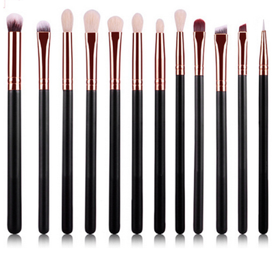 Set de 12 Brochas de Maquillaje Oro Rosa y Negro - Image 2