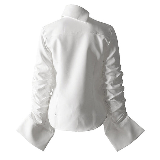 Blusa Blanca Asimétrica con Pliegues - Diseño Europeo Minimalista para Mujer - Image 4