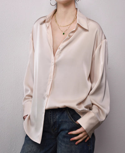 Camisa Oversize Suelta con Hombros Caídos de Lujo y Caída Elegante - Image 4