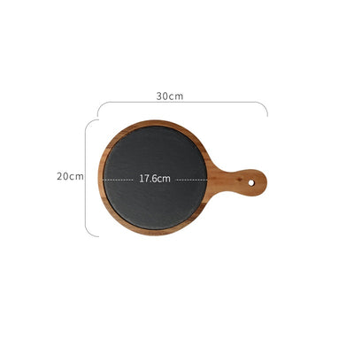 Plato de Madera para Pizza - Tabla Redonda de Madera Negra - Image 17