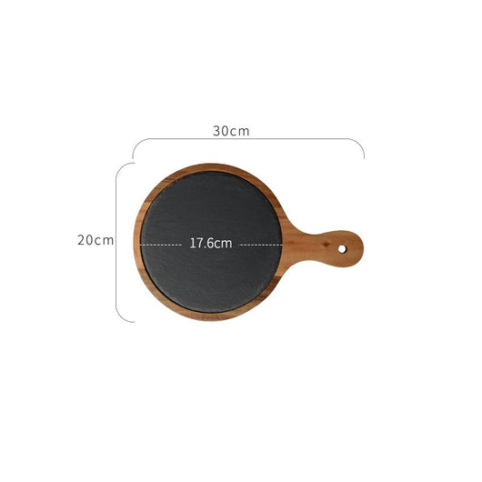 Plato de Madera para Pizza - Tabla Redonda de Madera Negra - Image 17