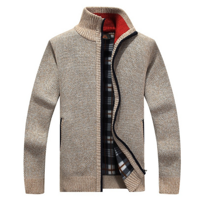 Suéter de Punto para Hombre con Mangas de Terciopelo - Chamarra Abrigada de Otoño - Image 5